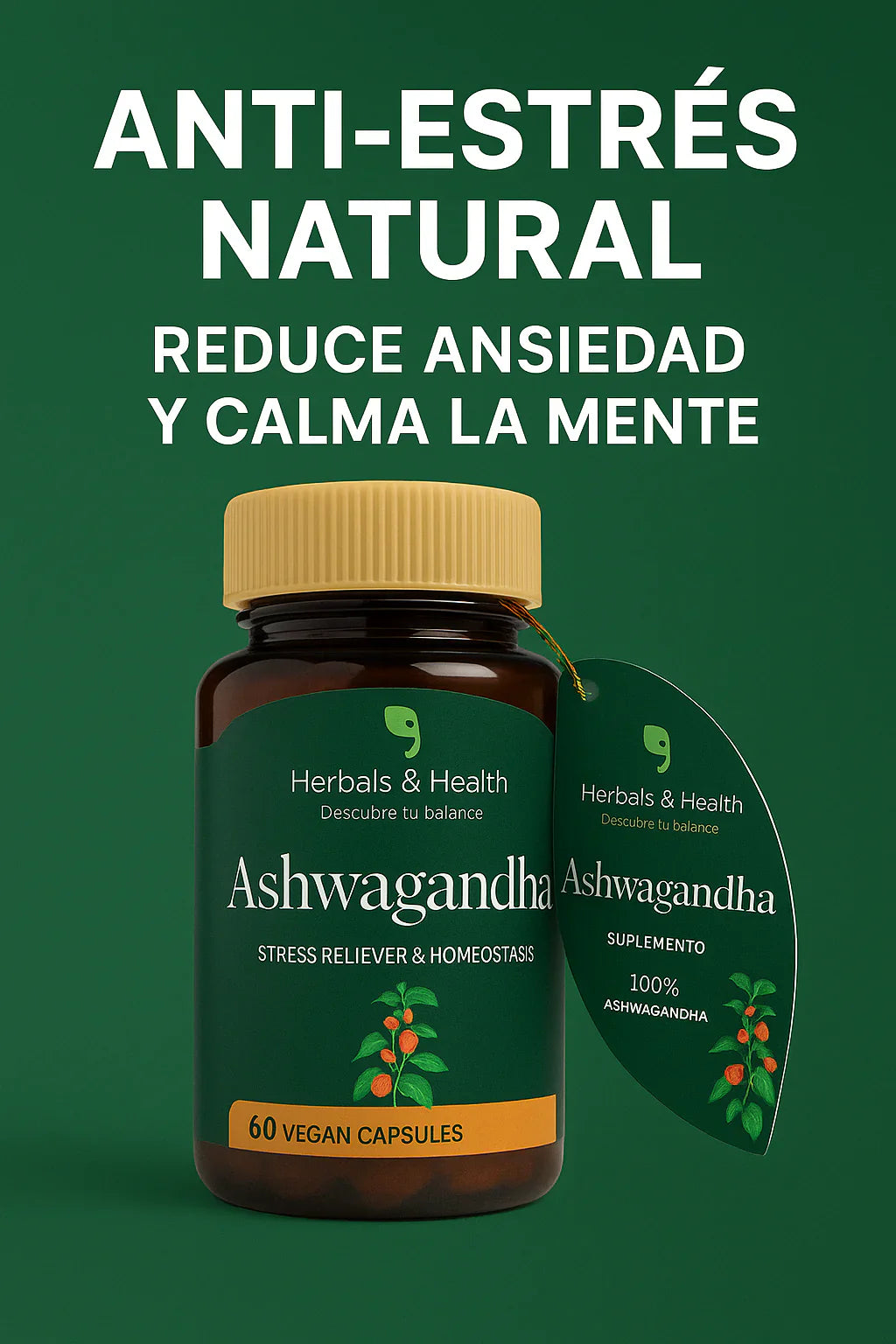 Ashwagandha Reduce cortisol & estrés +ENVÍO GRATIS